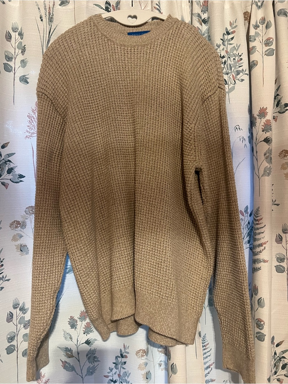 Men's Crewneck Waffle Knit Sweater - Camel
